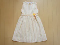 ファミリア familiar アウトレット 子供服 女の子 120cm ワンピース ノースリーブ ストライプ オレンジ 夏 ★3 ガールズ 女児 キッズ 【中古】 ユーズド リサイクル 古着 子ども服 こども