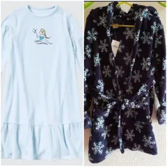 130㎝ パジャマワンピース パーカーローブ 水色 紺 新品
