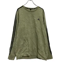 adidas ロゴスウェット トレーナー L オリーブ アディダス 裏起毛 袖ライン 古着卸 アメリカ仕入 a703-5181