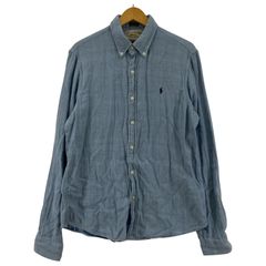 POLO RALPH LAUREN ポロ ラルフ ローレン ワンポイント刺繡長袖シャツ sizeM/ブルー