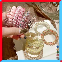 新品 レディース グラデーションスプリングヘアゴム セット 髪飾り プチプラ小物 韓国風 トレンド雑貨 オルチャンスタイル 【送料無料】