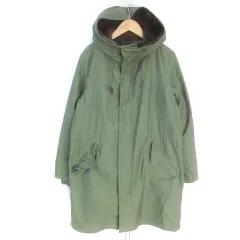 レイジブルー RAGEBLUE モッズコート ミリタリーコート フード付き ロング丈 スタンドカラー ライナー付き ジップアップ M カーキ /FF6 ■GY27