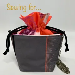 No.523 アンティーク風巾着ミニバッグ　グレー