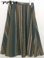 ◇ nano universe ウエストゴム ストライプ 膝下丈 プリーツ スカート サイズ38 ネイビー マルチ レディース  【1110150010947】