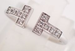 定価45万 新品仕上げ済 TIFFANY&Co.(ティファニー) Tワイヤーダイヤリング 8号 K18WG Au750 2.6g ホワイトゴールド 磨き済み レディース 指輪