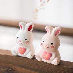 2点セット 薬師窯　錦彩うさぎみくじ　縁起物 雑貨 結婚祝い　招福置物　贈り物　インテリア ギフト プレゼント かわいい おしゃれ 新築祝い 結婚祝い お祝い 母の日 父の日 敬老の日 記念品 イースター