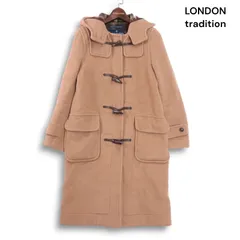 英国製★ LONDON TRADITION ロンドントラディション 秋冬 裏地チェック♪ ウール ロング ダッフルコート Sz.36 レディース