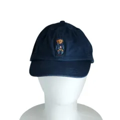 美品 POLO RALPH LAUREN ポロラルフローレン ポロベア 刺繍 キッズキャップ 帽子 53cm ネイビー  キッズ 古着 中古 USED