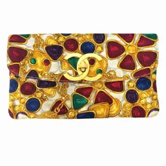 シャネル CHANEL 希少品 80’S ヴィンテージ セカンドバッグ クラッチ グリポア ビジュー柄 CCロゴ デカココ ゴールド金具 マルチカラーのサムネイル