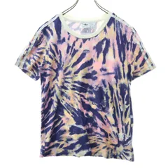 adidas アディダス タイダイ トレフォイルロゴ 半袖 丸首 Tシャツ CDN ホワイト レディース 古着