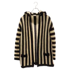 SAINT LAURENT PARIS (サンローランパリ) 19AW 607652 YAJS2 ストライプフーデッドニットカーディガン ブラック/ホワイトのサムネイル