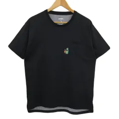 グラニフ graniph ×ERIC CARLE Tシャツ プルオーバー クルーネック 切替 キャラクター 刺繍 マルチカラー 半袖 M 黒 オレンジ ブラック