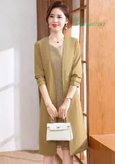 ワンピース 大きいサイズ レディース レイヤード風ワンピース パーティードレス 結婚式 袖あり 膝丈 お呼ばれドレス 60代 長袖 50代40代 ant4y607141