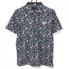 【美品】キャロウェイ 半袖ポロシャツ ネイビー×ピンク×グリーン 小花柄  メンズ L ゴルフウェア Callaway