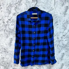 美品　NATURAL BEAUTY　ナノユニバース　ネルシャツ　シャツ　ダメージ加工　総柄　チェック　長袖　薄手　春秋