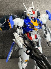 ガンプラ　HG 水星の魔女　ガンダムエアリアル　ミラソウル社製フライトユニット　ウェポンディスプレイベース 塗装完成品 セット