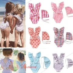 子供水着 70~120CM 全6デザイン チェック柄 シンプル ワンピース水着 ラッシュガード ジュニア オールインワン 水玉柄 ワンピース 女の子 水着 ストライ ドッド  vii3x968956