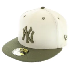 NEW ERA (ニューエラ) NEW YORK YANKEES 59FIFTY 2TONE CAP サイドパッチ ベースボールキャップ ロゴ刺繍ツートン帽子 ベージュ/グリーン