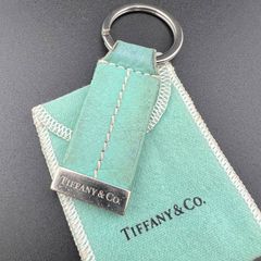 Tiffany ティファニー＊ロゴ レザー キーリング ブラック ステッチ