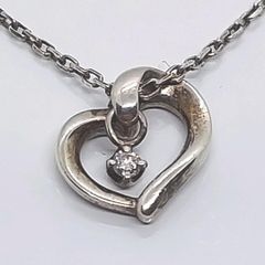 ハート ネックレス ペンダント 925 ぷっくり 一粒ストーン シルバー 雫 