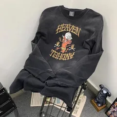 《新品・未使用》欧米重厚レッドデビル限定グラデーションヴィンテージプリントウォッシュ加工秋冬長袖男女兼用Tシャツ(K)