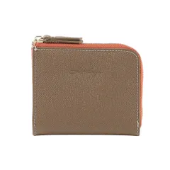 ☆ グレーベージュxオレンジ ☆ Digne レザーミニフラグメントケース byLIZDAYS LIZDAYS リズデイズ 財布 lz-66113 フラグメントケース ミニ財布 コインケース 小銭入れ カード入れ L字ファスナー スキミング防止 本革