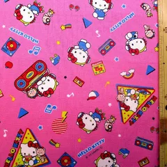 約108×40 8123  キャラクター 生地 布  キティ （ ミュージック ピンク系 )  ハローキティ キティちゃん サンリオ