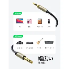 UGREEN オーディオ変換ケーブル 3.5mmミニプラグ to 6.35mm標準プラグ オス-オス ステレオケーブル 5m