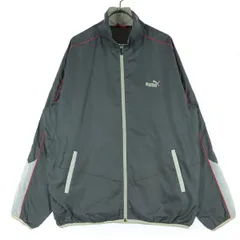 PUMA プーマ ロゴ刺繍 長袖 ウインドブレーカー O グレー メンズ 古着