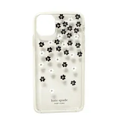 Kate spade(ケイトスペード) 携帯電話ケース - クリア×黒×白 iPhoneケース/花柄/ラインストーン/iPhone11ProMax