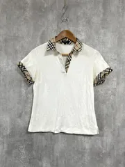 【未使用に近い★人気デザイン】バーバリー ノバチェック ポロシャツ★ホワイト白★ バーバリー ロンドン BURBERRY LONDON ポロシャツ 長袖 ノバ