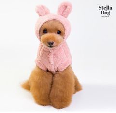【閉店セール60%OFF】うさ耳ボアパーカー　うさぎ　暖かい　ピンク　犬服　ドッグウェア　秋冬