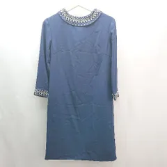 ◇ ◎ ●未使用● PourVous スパンコール パール　無地 シンプル 長袖 ミニ ワンピース サイズM ネイビー レディース E  【1309250043294】