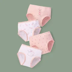 ☆ C（ピンク×ウサギ） ☆ 120cm ☆ 女の子ショーツ4枚セット ykh978 ショーツ 女の子 ジュニア インナーパンツ インナー パンツ ブリーフ パンティー ボクサーパンツ ブリーフパンツ 下着 4枚セット かわいい 子供 こども 子ども キッズ