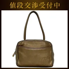 ロエベ ハンドバッグ ゴールド ブラウン アナグラム 美品 ナッパレザー 中古