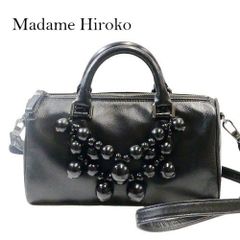 マダムヒロコ 美品 チャーム付 2WAYバッグ 黒 ブラック 日本製