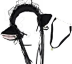 猫耳 フリルカチューシャ 鈴付き チョーカーセット コスチューム用小物 ブラック 約30㎝