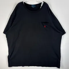古着 90's/90年代 ポロバイラルフローレン Polo by Ralph Lauren 半袖Tシャツ ロゴ 刺繍 大きいサイズ クルーネック XXL  ブラック 無地 メンズ