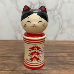 九谷焼】横座り招き猫 毛長三毛 5.5号 縁起物 置物 右手 金運