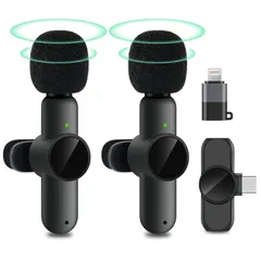 ピンマイク ワイヤレス 二人用 ピンマイク アイフォーン&android携帯電話用マイク AIノイズリダクション ENC搭載 瞬時接続 ノイズ抑制 360°集音 録音 無線 TikTok＆YouTube＆Vlog動画撮影/ライブ配信用/会議用/オンライン授業に