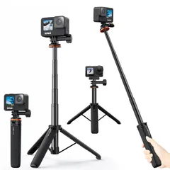 R/RS、DJI One Hero12/11/10/9/8/7/Max、Insta360 Osmo Pro ハンドグリップ、GoPro用アクセサリー、Go Action対応 GoPro用三脚、自撮り棒、4段階伸縮延長ポール付きミニ三脚、Vlog Vkesenのサムネイル