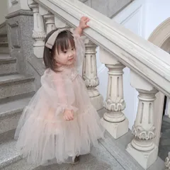 韓国子供服 パール チュール ドレス フォーマルドレス ワンピース レース 女の子 セレモニードレス 90 100 110 120 130