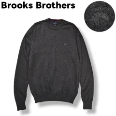 【美品】 ブルックスブラザーズ Brooks Brothers ゴールデンフリース ロゴ メリノ ウール ニット セーター クルーネック ハイゲージ 刺繍 ロゴ S グレー アメリカン カジュアル メンズ