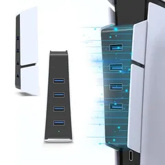 新型 PS5 Slim用 USBハブ USB拡張ハブ AriKroii Playstation 5 SLIMゲーム機対応【ps5 hub空隙設計+放熱に便利一 新型新登場体型設計】 高速拡張ハブ PS5 (CFI-2000A01)用 USB HUB USB 1