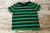 ☆Polo by Ralph Lauren/ポロラルフローレン ボーダーTee size80cm キッズ 男の子 グリーン×ネイビー ボーイ 古着 used☆