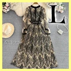 新品 レース ブラック ドレス ワンピース Lサイズ オケージョン レディース