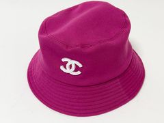 CHANEL シャネル ロゴバケット レディース ハット 帽子 レディース パープル コットン Mサイズ 超美品