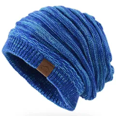 [Andeor] ニット帽 メンズ 冬 防寒 ふわふわ裏起毛・保温強化・360度美シルエット・静電気防止・大きいサイズ・伸縮性 保温 柔らかい シンプル おしゃれ 防風 無地 通勤・通学・自転車・スキー・スポーツ・アウトドア 男女兼用 (ブルー)