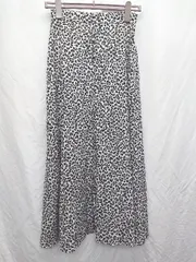 ◇ LOWRYS FARM ローリーズファーム レオパード柄 ロング フレア スカート サイズF ホワイト系 ブラック レディース P  【1407260016052】