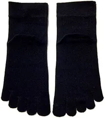 エデン・ジャパン 日本製 5本指ソックス レディース 爽やか表綿100％ 口ゴムなし 22-25cm 3足組 黒色(ブラック,  22-25)